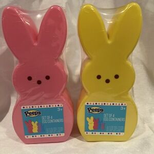PEEPS Easter Bunny Egg Containers 4 Sizes & Colors Yellow & Pink (Lot Of 2)
